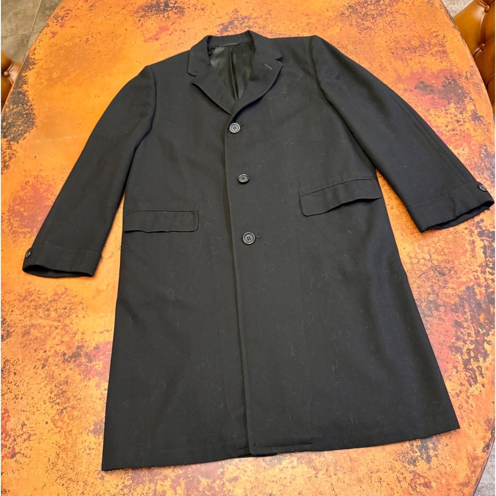 McManus & Riley Overcoat Mens XL Black Vintage Union Made Wool Coat 60's XL